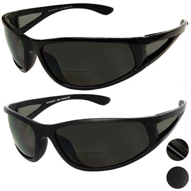 Polarized Bifocal Sunglasses For Men & Women - Rimless Sporty Style, LightWeight, Jet Black, 1.75 Magnification