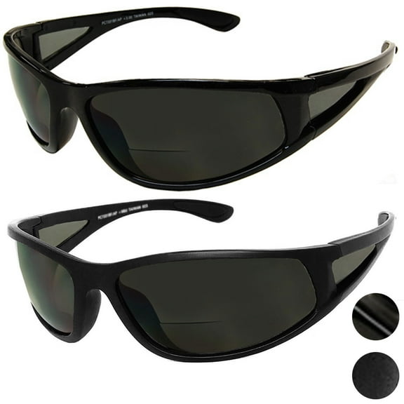 1 Inner Bifocal Sunglasses Wrap Mens Womens UV Sun Fishing Reading Black  2.00