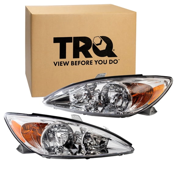 TRQ Headlight Assembly Set TO2502137 TO2503137 Fits 2002-2004 Toyota Camry