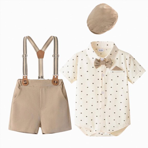 9-12 Months Infant Baby Boy Formal Suit 3Pcs Short Sleeve Romper Tops Suspender Shorts Hat 6 9 12 18 24 Months Kids Gentleman Wedding Pant Suits Infant Gentleman Outfits,Blue