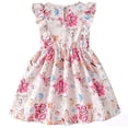 thumbnail image 6 of IPIO Girls Floral Butterfly Print Dress with Ruffle Sleeves and Bow Accents, Summer A-Line Party Dress, 6 of 8