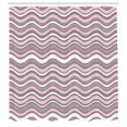 thumbnail image 2 of Ambesonne Geometric Shower Curtain, Wavy Stripes Nautical, 69"Wx84"L, Warm Taupe Pink Cream, 2 of 4