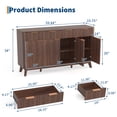 thumbnail image 2 of 60 Inch Farmhouse Fluted Sideboard Buffet Cabinet, Wooden Storage Console with Drawers and Adjustable Shelves, Multi-use Coffee Bar for Kitchen and Living Room, 2 of 7