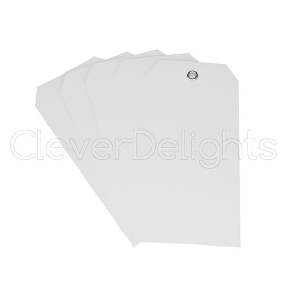 100 Pack - CleverDelights White Plastic Tags - 4.75" x 2.375" - Tear-Proof and Waterproof