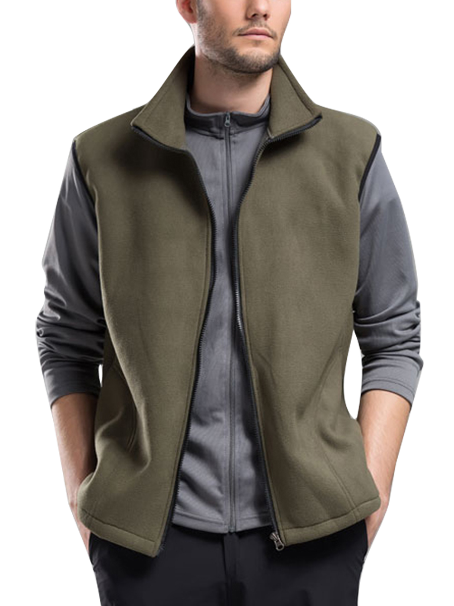 Lumento Unisex Baggy Outdoor Jacket Vest Loose Polar Fleece Outwear