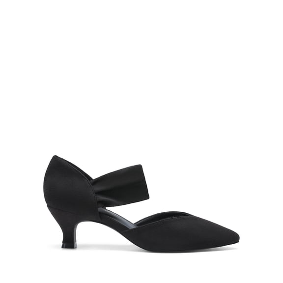 BURUDANI Women's Kitten Heels Low Pumps Shoes Pointed Closed Toe Slip on Dress Work Bridal Party Wedding