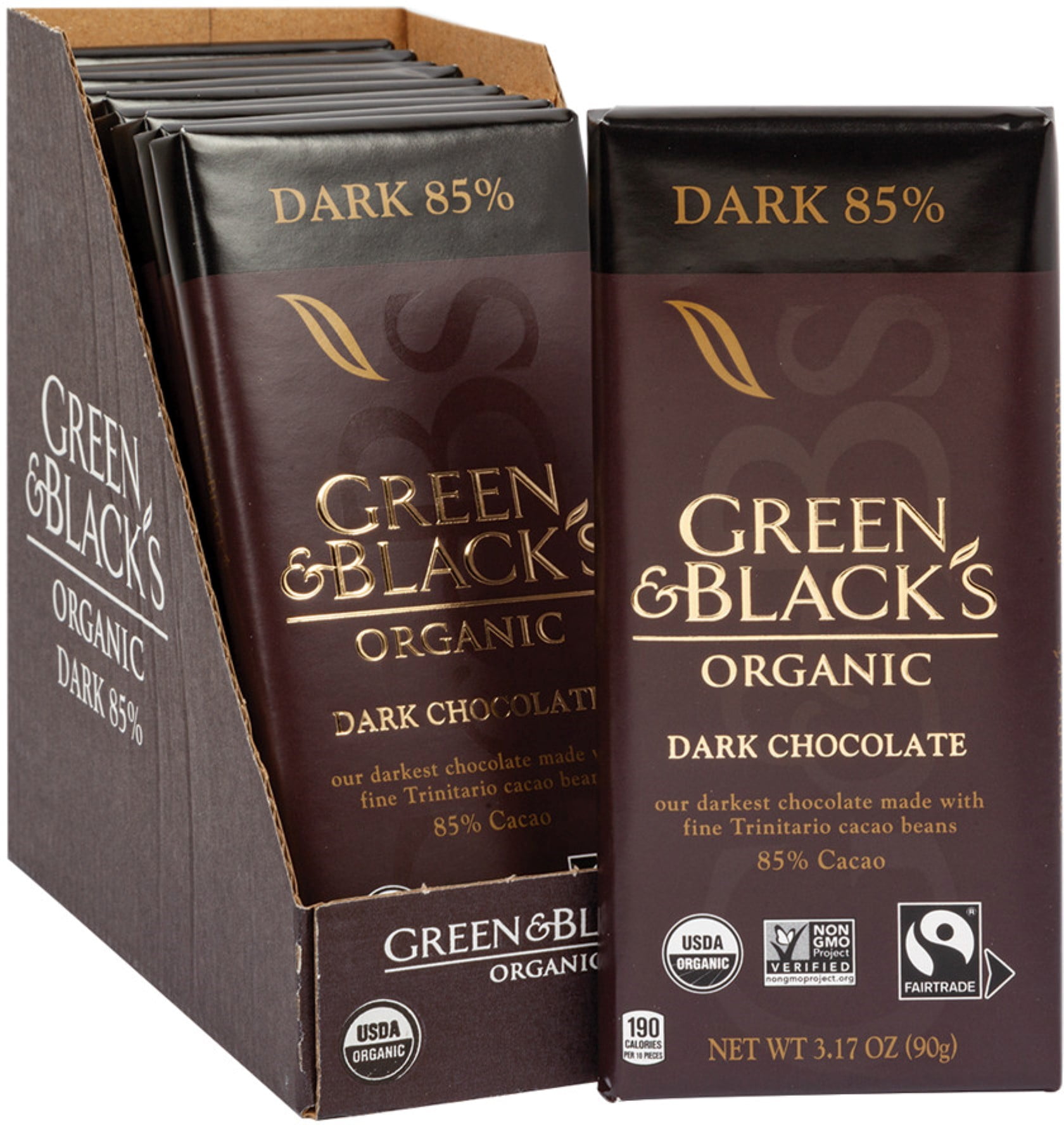 Green Black S Organic Dark Chocolate Bar 3 17 Oz Bars 85 Cacao 10