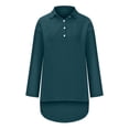 thumbnail image 3 of Lovskoo Summer Tops for Women 2024 Button Down Collared Long Sleeve Solid Color Buttons Trendy Dressy Blouses Casual Loose Comfy Tunic Tops Green, 3 of 8