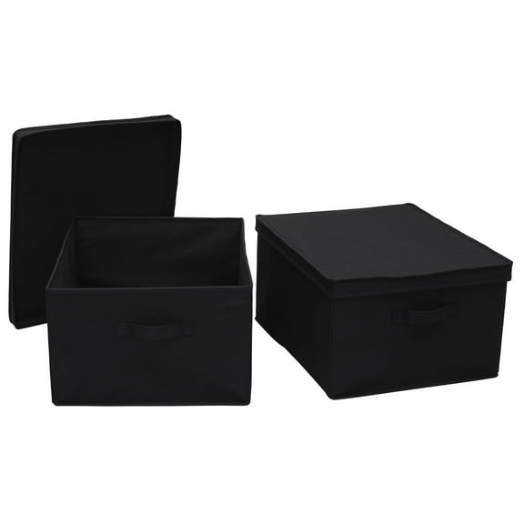 Household Essentials Jumbo Fabric Storage Bins 2 Pack, Sturdy Sides and Reinforced Bottom, Luxe Poly Linen Fabric, Black Linen