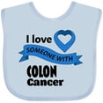 thumbnail image 3 of Inktastic I Love Someone with Colon Cancer blue heart ribbon Boys or Girls Baby Bib, 3 of 4