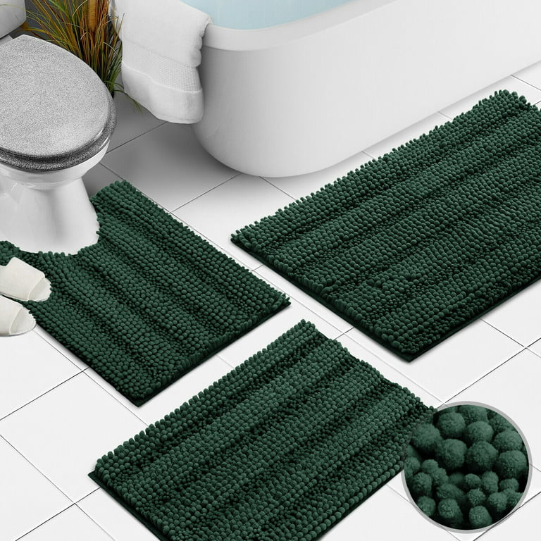 3 Piece Shaggy Chenille Bath Mat Sets, Extra Large Bathroom Mats +Bathroom  Rugs + Toilet Mat, Soft, Water Absorbent, Non-Slip, Machine Washable Bath