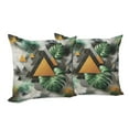 thumbnail image 2 of Ambesonne Monstera Throw Pillow Cover Pack of 2, Triangles Marble Abstract, 2 Pcs-26"x26", Fern Green Grey Camel, 2 of 5
