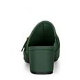thumbnail image 4 of BLISSFUL STEP Women's Shoes Buckle Strap Pointed Toe Chunky Heel PU Vamp Mule Shoes Dark Green 6, 4 of 8
