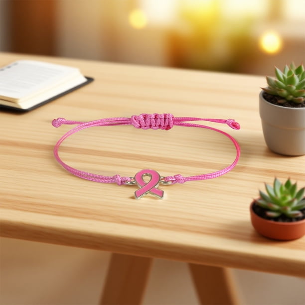 Pulsera con lazo de salud para el Día Mundial de la Concientización sobre la Salud Mamaria, cadena desplegable, regalo, marco de metal, pulsera para la salud de la mujer, cadena desplegable