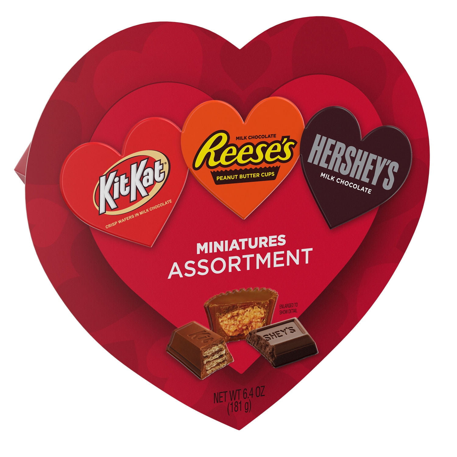 HERSHEY'S, KIT KAT® and REESE'S, Miniatures Milk Chocolate Assortment Candy, Valentine's Day, 6.4 oz, Heart Gift Box
