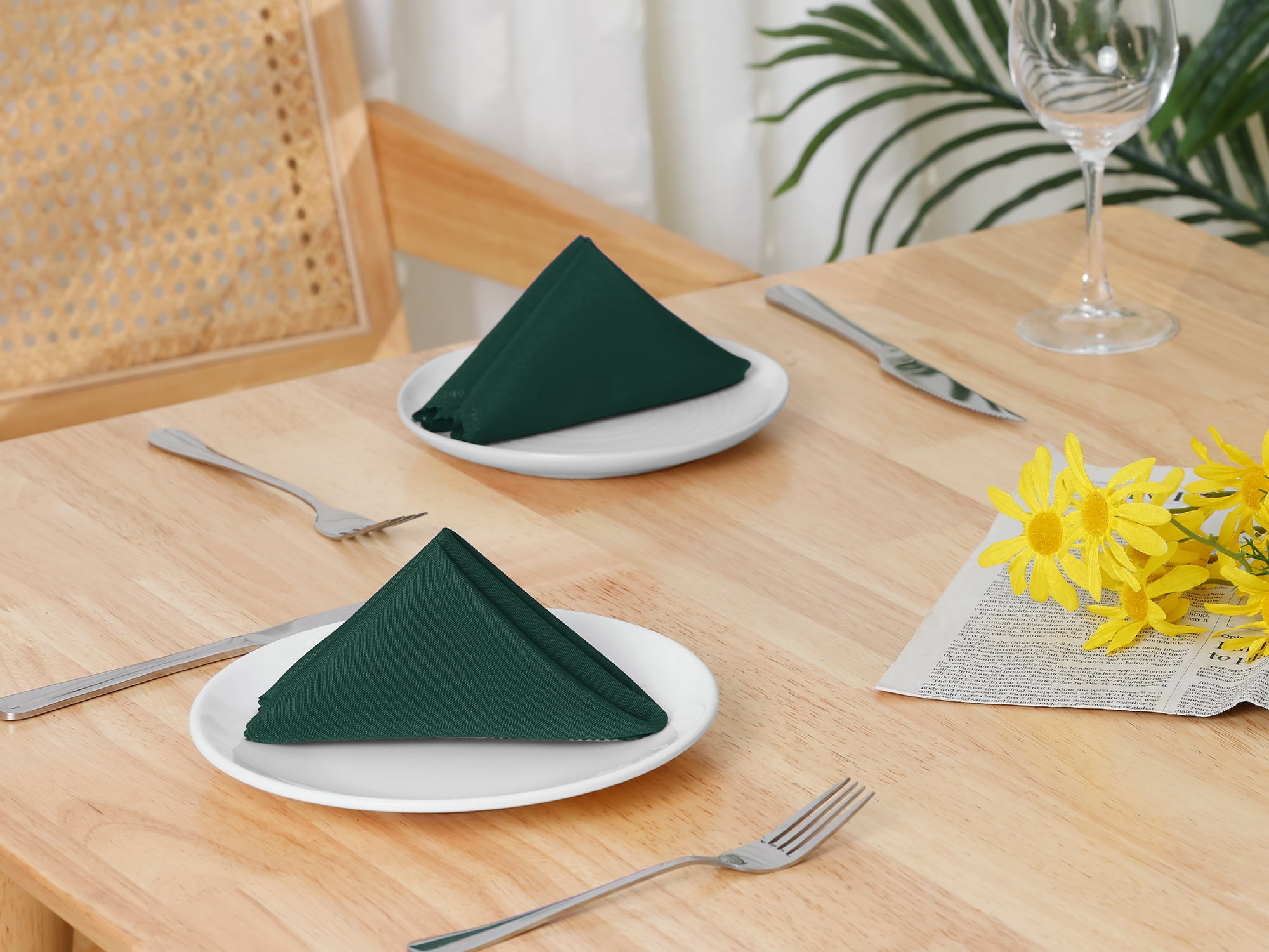 Unique Bargains 12 Pack Sateen Great Napkins for Party Wedding Restaurant Cocktail Banquet Green