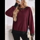 thumbnail image 5 of Sudadera Holgada de Otoño para Mujer, Informal, de Punto Gofre, Larga, Cuello Redondo, Abertura, Tipo Túnica. Rojo y Negro L, 5 of 9
