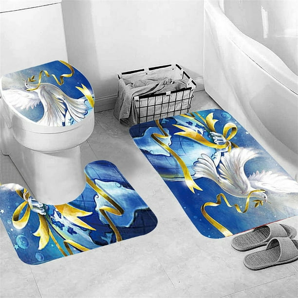 Fiudx Liquidación de ahorros de invierno Juego de 3 alfombrillas antideslizantes para baño, cortina de ducha navideña