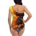thumbnail image 5 of Pofeuu Sunset Coast Sunflower Print Women's One Piece Swimsuits One Shoulder Swimwear Asymmetric Ruffle Monokinis Bathing Suits-Large, 5 of 6