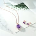 thumbnail image 4 of Gem Stone King 14.70 Ct Oval Purple Amethyst 18K Rose Gold Plated Silver Pendant and Earrings Jewelry Set, 4 of 4