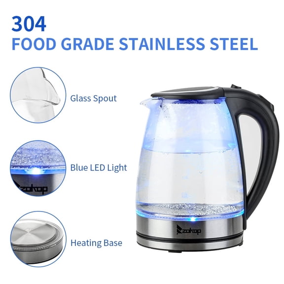 Ktaxon 1.8L Electric Kettle Water Heater, Coffee Pot with Auto Shut-Off, Boil-Dry Protection, Black