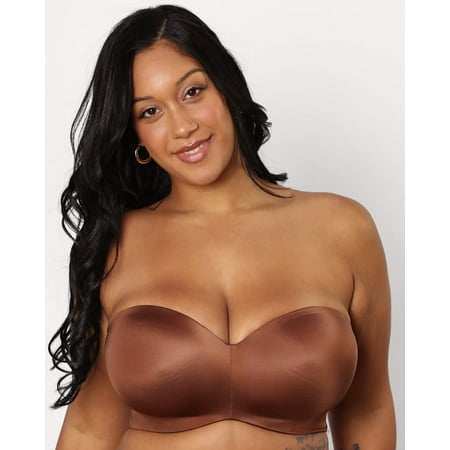 Women s Curvy Couture 1290 Smooth Strapless Multi-Way Uplift Bra (Cocoa 44D)