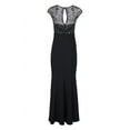 thumbnail image 2 of Aidan Mattox Embellished Mesh Bodice Crew Neck Cap Sleeve Keyhole Back Stretch Crepe Dress-BLACK / 6, 2 of 3