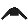 thumbnail image 4 of Yartina Big Girls Mock Neck Long Sleeve Athletic Sports Gymnastics Crop Top Ballet Dance Fitness Black 14, 4 of 7