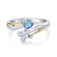 thumbnail image 2 of Gem Stone King 925 Silver and 10K Yellow Gold Ring Mystic Topaz Moissanite (1.00 Cttw), 2 of 5