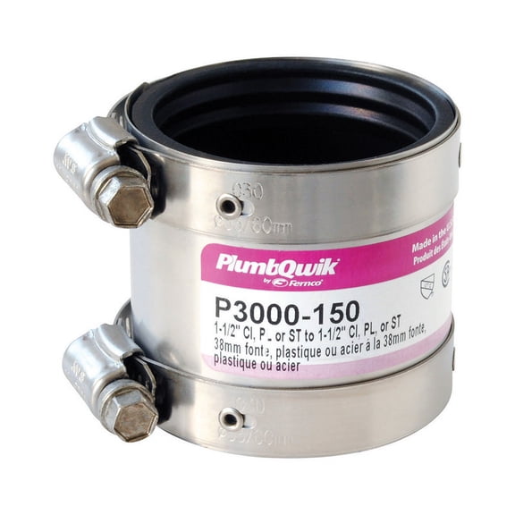 Fernco 3000-150 P3000-150 Proflex Shielded Specialty Couplings, 1-1/2" x 1-1/2", Chrome