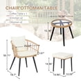 thumbnail image 4 of 5 Piece Patio Bistro Set with Ottoman, Outdoor Wicker Apartment Balcony Furniture Sets, Rattan Table and Chairs Set of 2 for Porch Backyard Deck, Yellow,Beige, 4 of 9