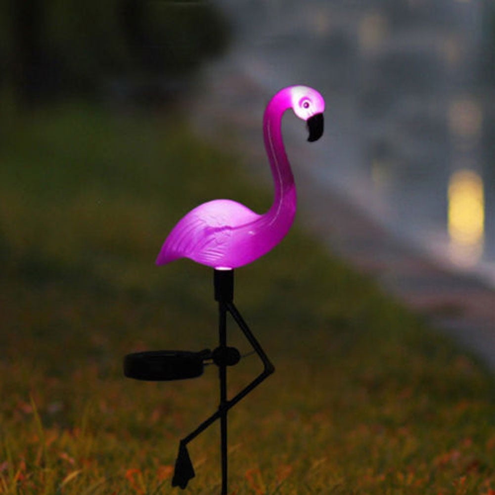Solar Powered Pink Flamingo Ornament Garden Outdoor Light Lawn Landscape Lamp 