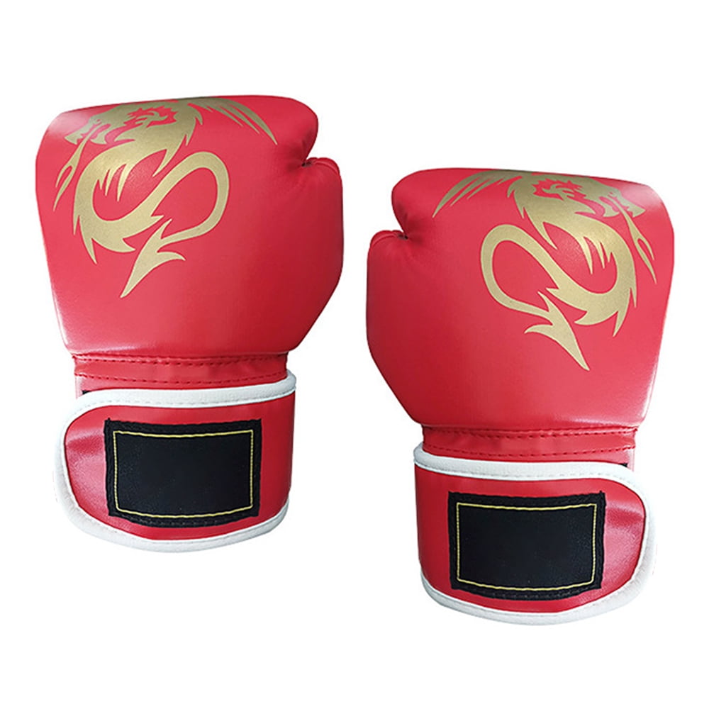 BOOM Leather Red Body Combat Gel Gloves MMA Boxing Punch Bag Martial Arts Mitt 