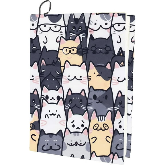 Cat Stretchable Book Cover Washable Reusable Large Nylon Book Protector Animal Elastic Notebook Wraps Suitable for DIY Hardcover Books Classroom Students