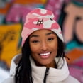 thumbnail image 4 of Dalix Chocolate Molecule Beanie Cap Dalix Chocolate Molecule Embroidered Beanie Hat Knit Cozy Cap Cold Weather Mens in Pink Camo, 4 of 5