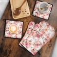 thumbnail image 5 of Pink Bichon Frise and Flower Kitchen Oven Mitt and Pot Holder Sets 4 Pcs for Baking, Cooking and Grilling, Heat Resistant Up To 392 °F, 5 of 7