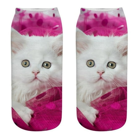 

MIARHB Unisex Funny 3D Fashion Cat Printed Casual Socks Cute Low Cut Ankle Socks