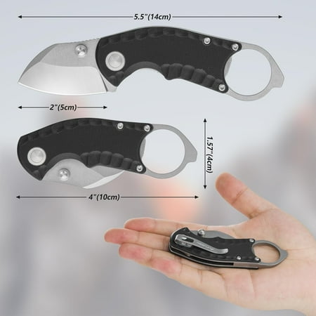 DASAW-4 Small Folding Pocket Knife Lightweight Utility Knife Black G10 Handle EDC Pocket Knife with 8Cr13MoV Steel Blade Carry Pocket Clip Bottle Opener and Flat Head Screwdriver Liner Lock