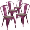 thumbnail image 2 of BizChair 4 Pk. Purple Metal Stackable Chair with Wood Seat, 2 of 7