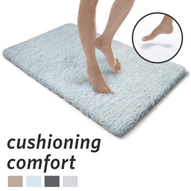 MICRODRY Thick and Plush SoftTip Memory Foam Bath Mat with GripTex Skid