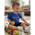 thumbnail image 4 of BemeyourBBs Toddler Baby Boy Summer Clothes Infant Baby Boys Summer 2 Piece Outfit Excavator Truck Airplane Embroidery Short Sleeve T Shirt and Elastic Waist Solid Pockets Shorts Set, 4 of 9