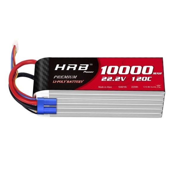 HRB 22.2V 6S 10000mAh LiPo Battery with EC5 Connector for RC Truck,  Helicopters, Airplanes, and Quadcopters