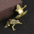 thumbnail image 3 of Farfi Brass Figurine Realistic Appearance Collectible Casting Vintage Desktop Mini Frog Copper Sculpture Office Decor (Type A), 3 of 13