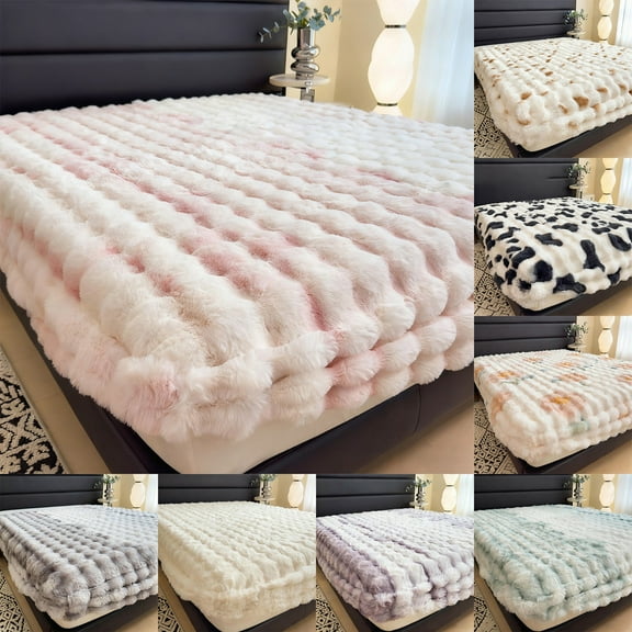 Mattress Protector Cover Cozival Plush Velvet Mattress Protector Cover, Breathable Checkered Quilted Fitted Sheet, Cozy Flannel Bed Protector for All Season, Machine Washable, Quilted Fitted Sheet, A