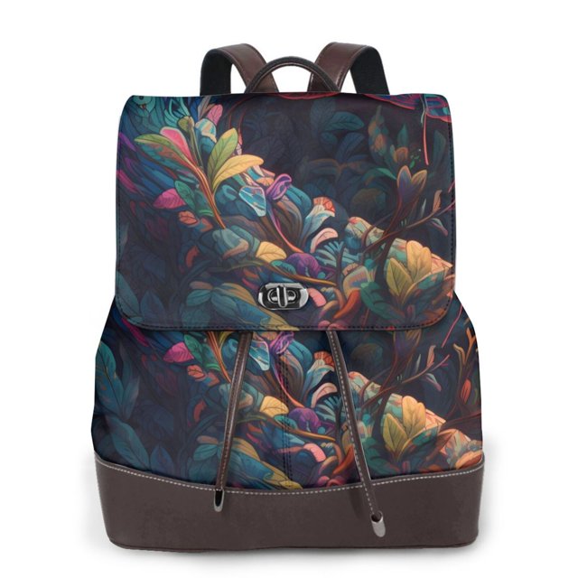 Balery Colorful Patterned Snake Mochila de Cuero para Mujeres, Gran Capacidad, Bolsa de Viaje Multifuncional, Mochila de Cuero y Bolsa de Hombro para Mujeres
