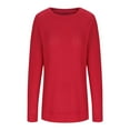 thumbnail image 6 of Tops for Women Long Sleeve Round-Neck Waffle Solid Color Pullover Sweatshirts,Plus Size Tops for Women, 6 of 6