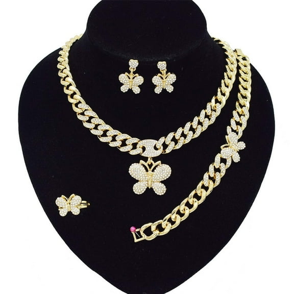 JoeytheJewelryNY HUGS &KISSES Cuban butterfly set gold Plated #51