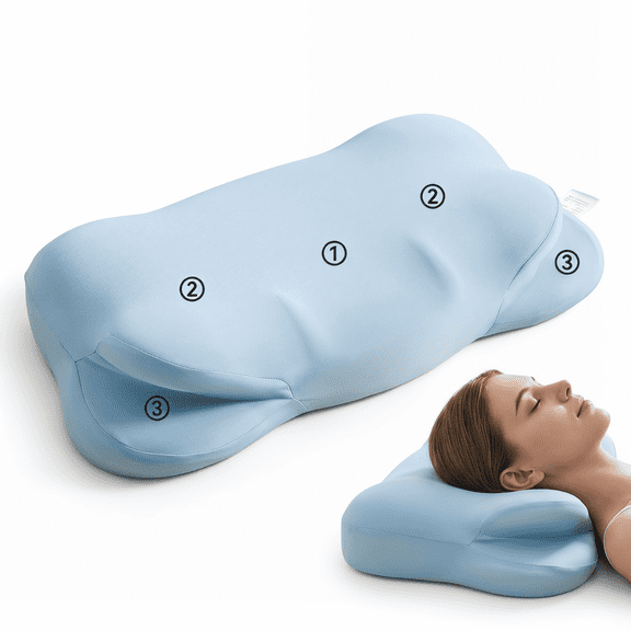 Orthopedic Neck Pillow, Slow Rebound Foam Cushion, Comfort Spine Alignment with Soft Washable Pillowcase