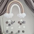 thumbnail image 3 of Children Room Handmade Woven Cotton Rope Rainbow Hanging Decoration Wall Hanging Decor With Felt Ball, 3 of 6
