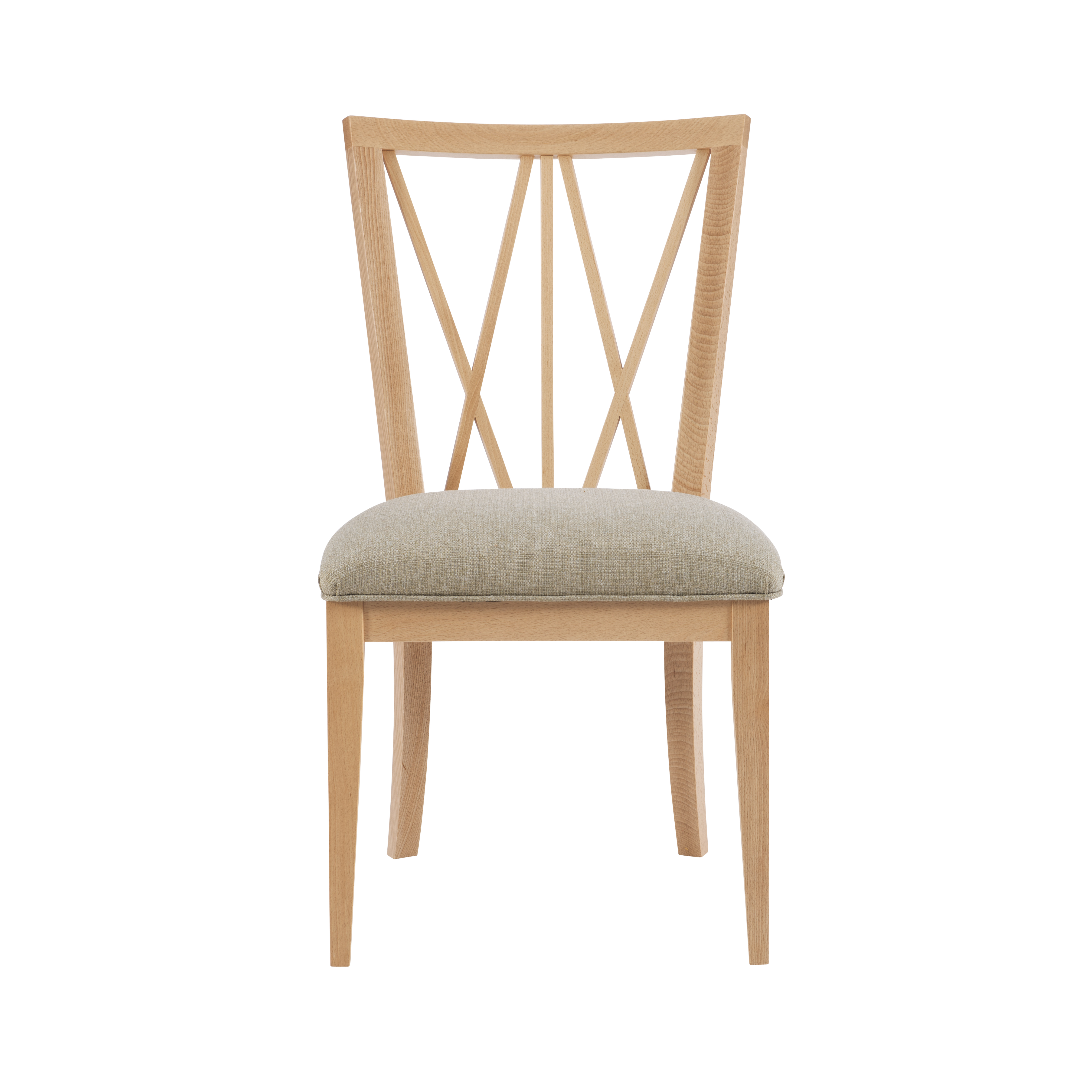 Linon Saxon Wood Dining Side Accent Chair, Set of 2, Natural with Beige Fabric